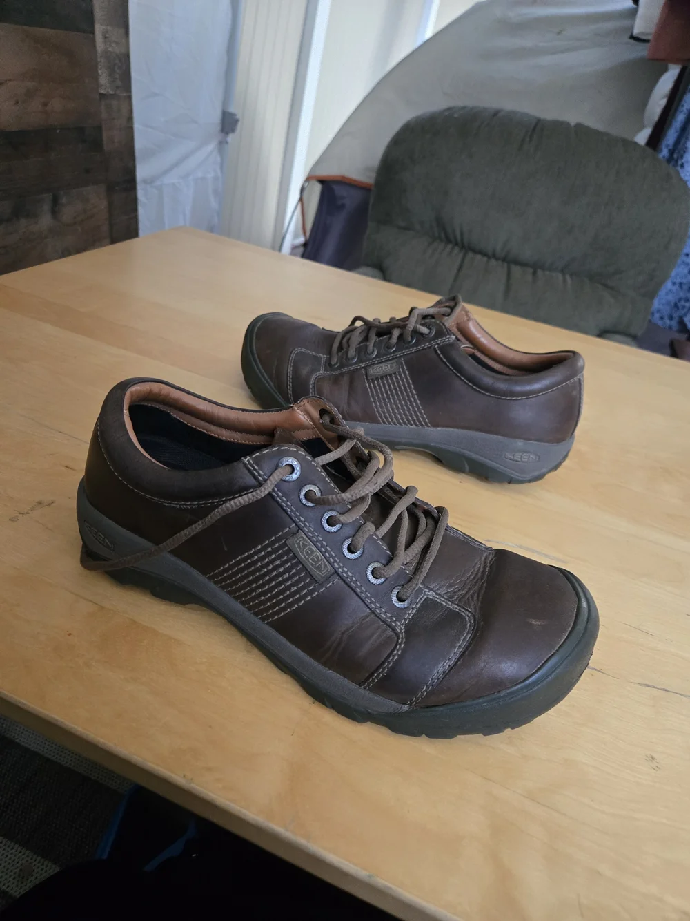 KEEN Austin Oxford 1019471 Mens 12 Brown Leather Comfort Casual Walking Shoes